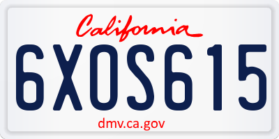 CA license plate 6XOS615
