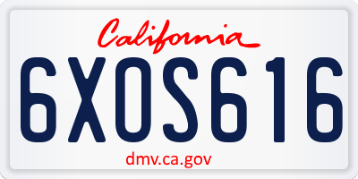 CA license plate 6XOS616