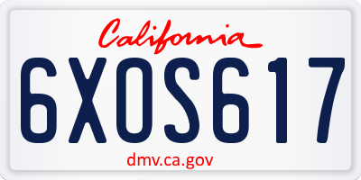 CA license plate 6XOS617
