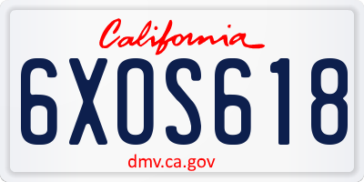 CA license plate 6XOS618