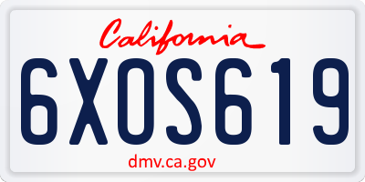 CA license plate 6XOS619