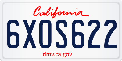 CA license plate 6XOS622