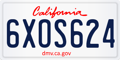 CA license plate 6XOS624