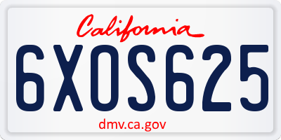 CA license plate 6XOS625
