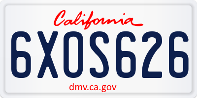 CA license plate 6XOS626