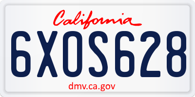 CA license plate 6XOS628