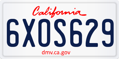 CA license plate 6XOS629