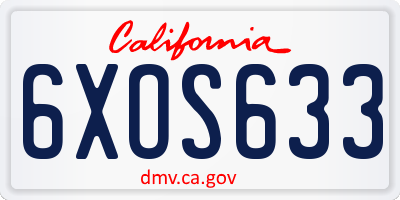 CA license plate 6XOS633