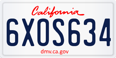 CA license plate 6XOS634