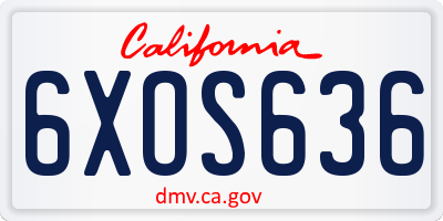 CA license plate 6XOS636