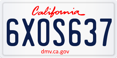 CA license plate 6XOS637