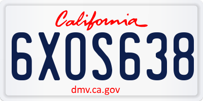 CA license plate 6XOS638