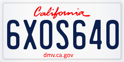 CA license plate 6XOS640
