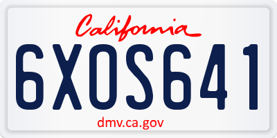CA license plate 6XOS641