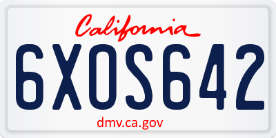 CA license plate 6XOS642