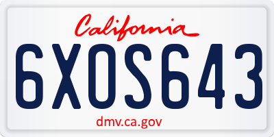 CA license plate 6XOS643