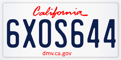 CA license plate 6XOS644