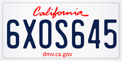 CA license plate 6XOS645