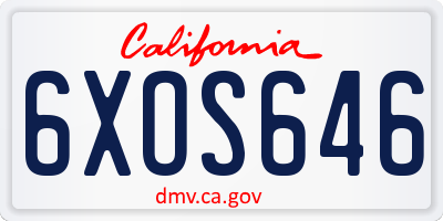 CA license plate 6XOS646