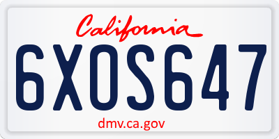 CA license plate 6XOS647