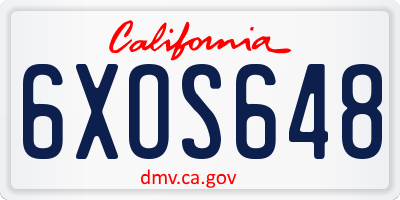 CA license plate 6XOS648