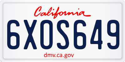CA license plate 6XOS649