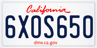CA license plate 6XOS650