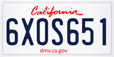 CA license plate 6XOS651