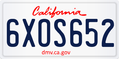 CA license plate 6XOS652