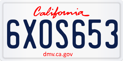 CA license plate 6XOS653