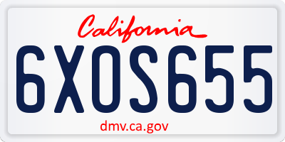 CA license plate 6XOS655