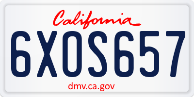 CA license plate 6XOS657