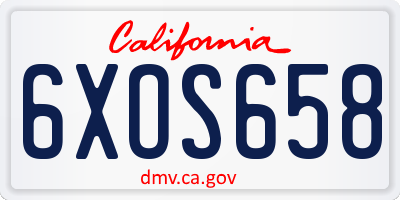 CA license plate 6XOS658