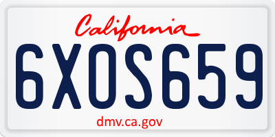 CA license plate 6XOS659