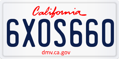 CA license plate 6XOS660