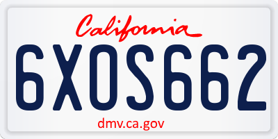 CA license plate 6XOS662