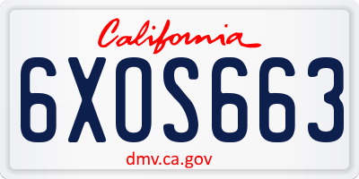 CA license plate 6XOS663