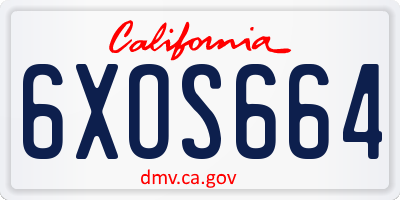CA license plate 6XOS664