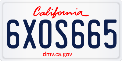CA license plate 6XOS665