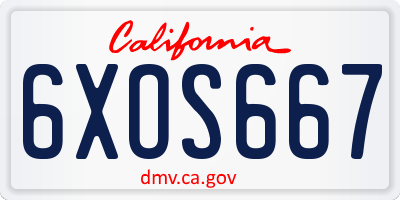 CA license plate 6XOS667