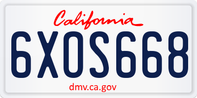 CA license plate 6XOS668