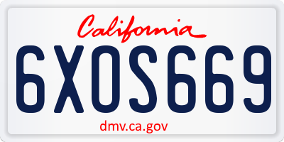 CA license plate 6XOS669
