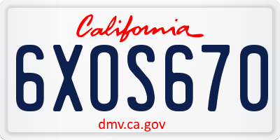 CA license plate 6XOS670