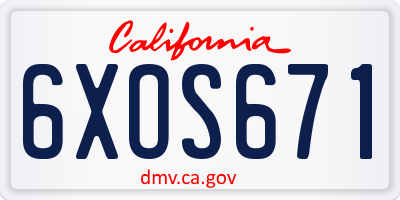 CA license plate 6XOS671