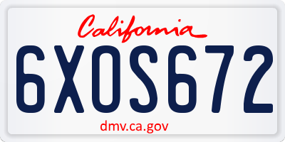 CA license plate 6XOS672