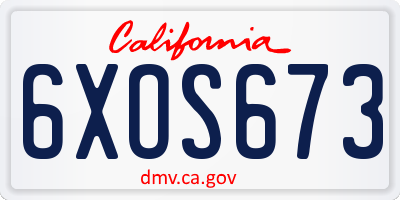 CA license plate 6XOS673