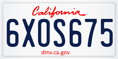 CA license plate 6XOS675