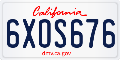 CA license plate 6XOS676