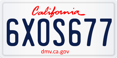 CA license plate 6XOS677