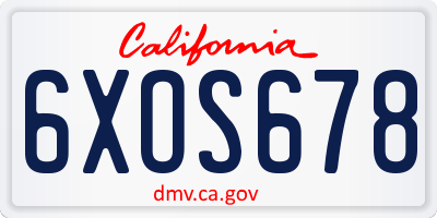 CA license plate 6XOS678